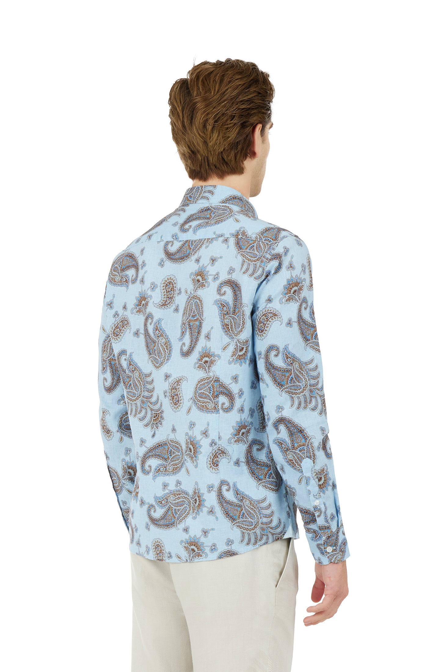 Camicia comfort fit misto lino Paisley|Colore:Celeste