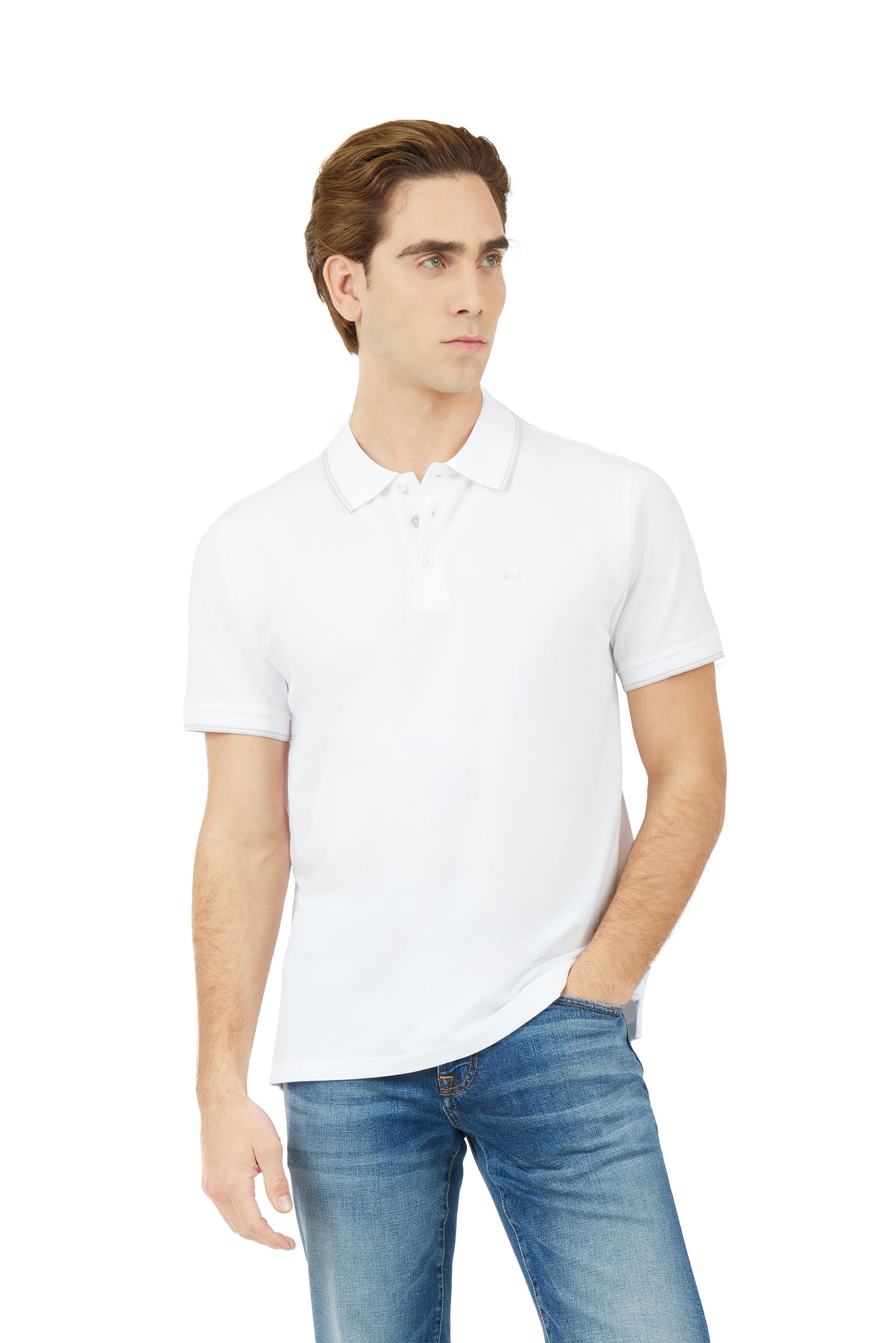 Polo con dettagli a contrasto|Colore:Bianco