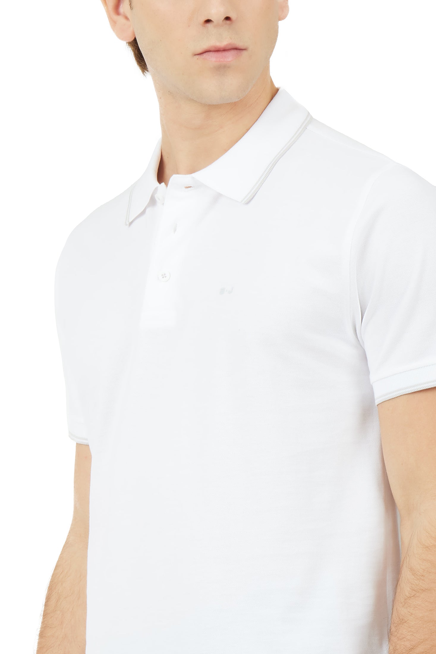 Polo con dettagli a contrasto|Colore:Bianco