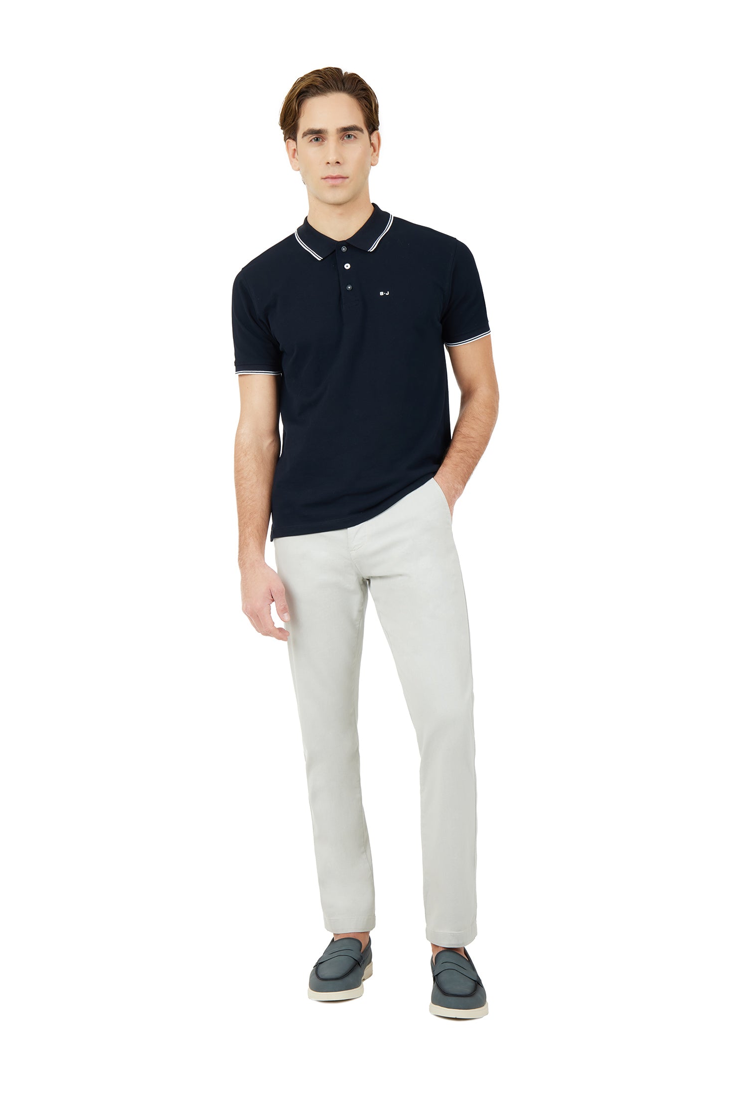 Polo con dettagli a contrasto|Colore:Blu/navy