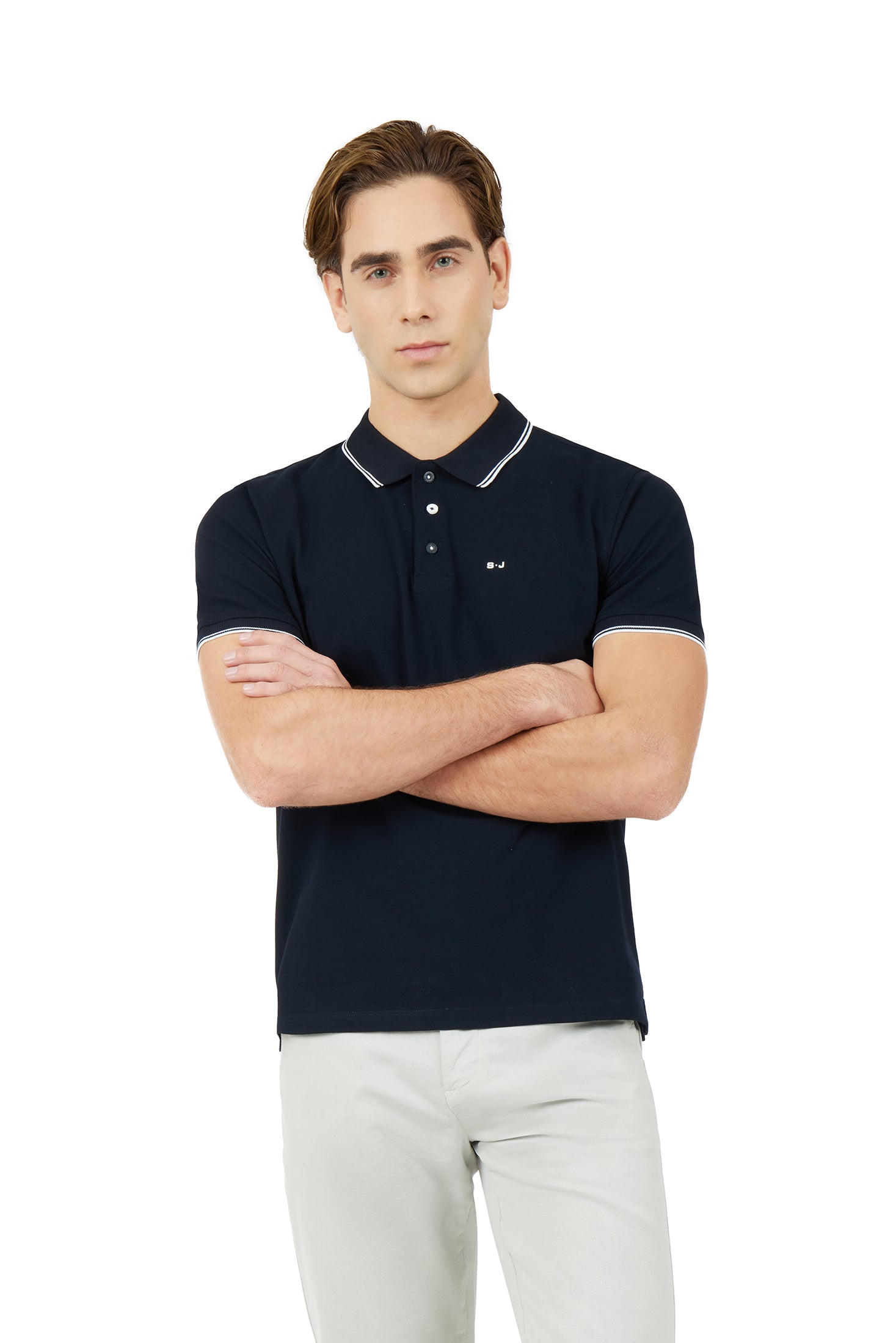 Polo con dettagli a contrasto|Colore:Blu/navy