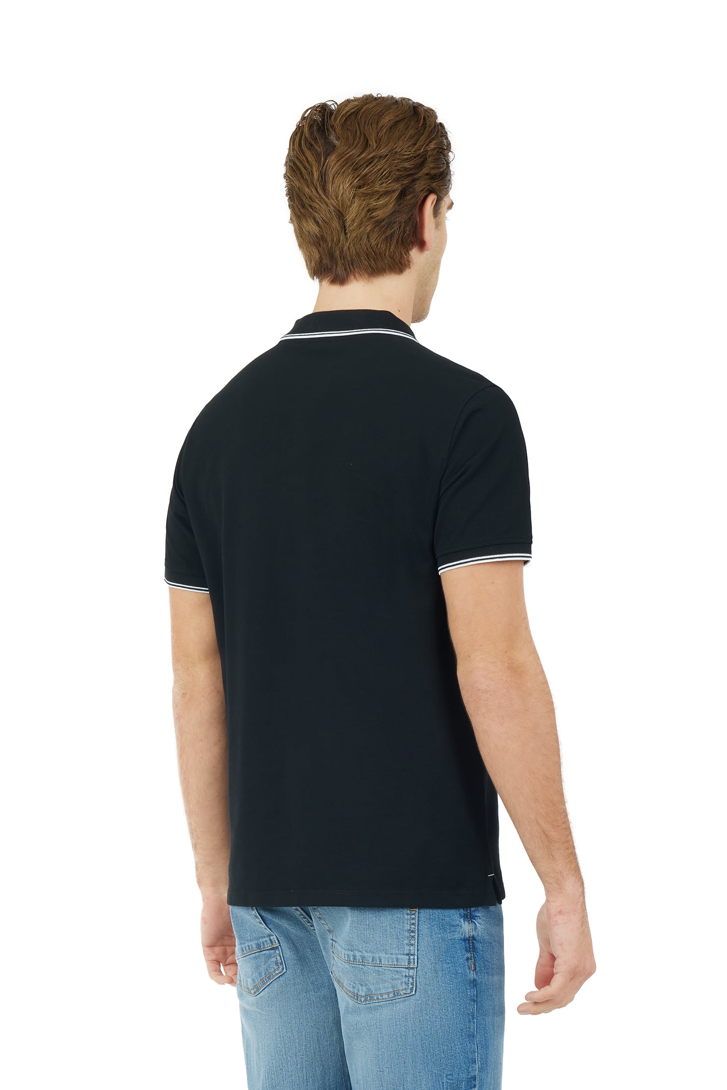 Polo con dettagli a contrasto|Colore:Nero
