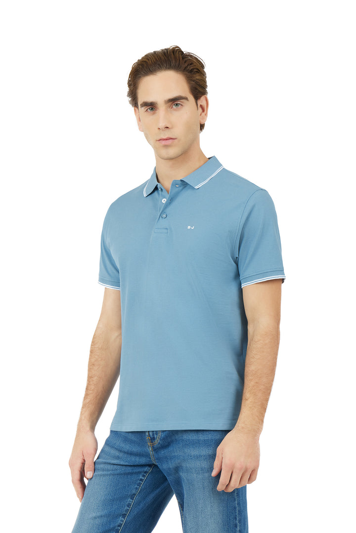 Polo con dettagli a contrasto|Colore:Oceano
