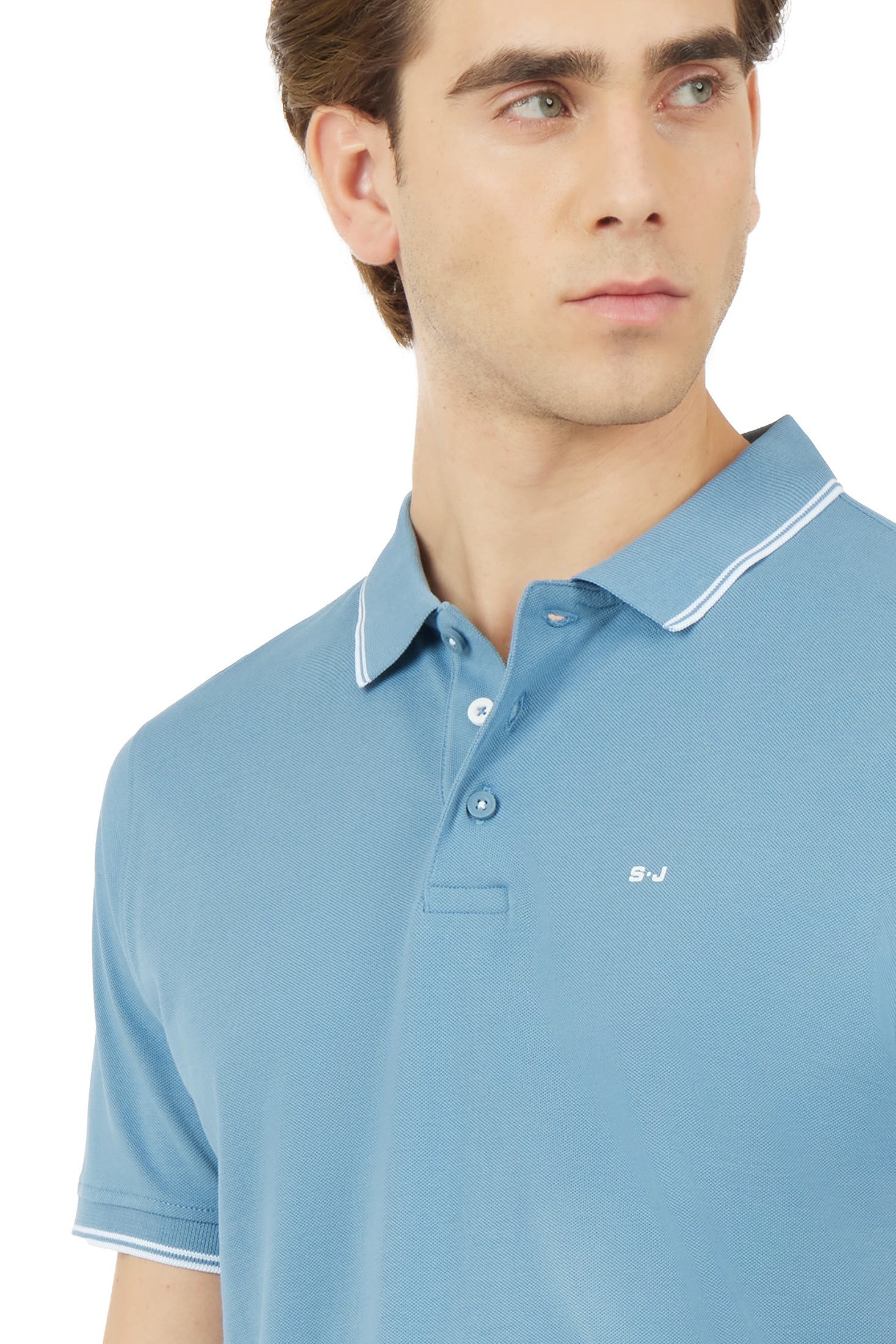 Polo con dettagli a contrasto|Colore:Oceano
