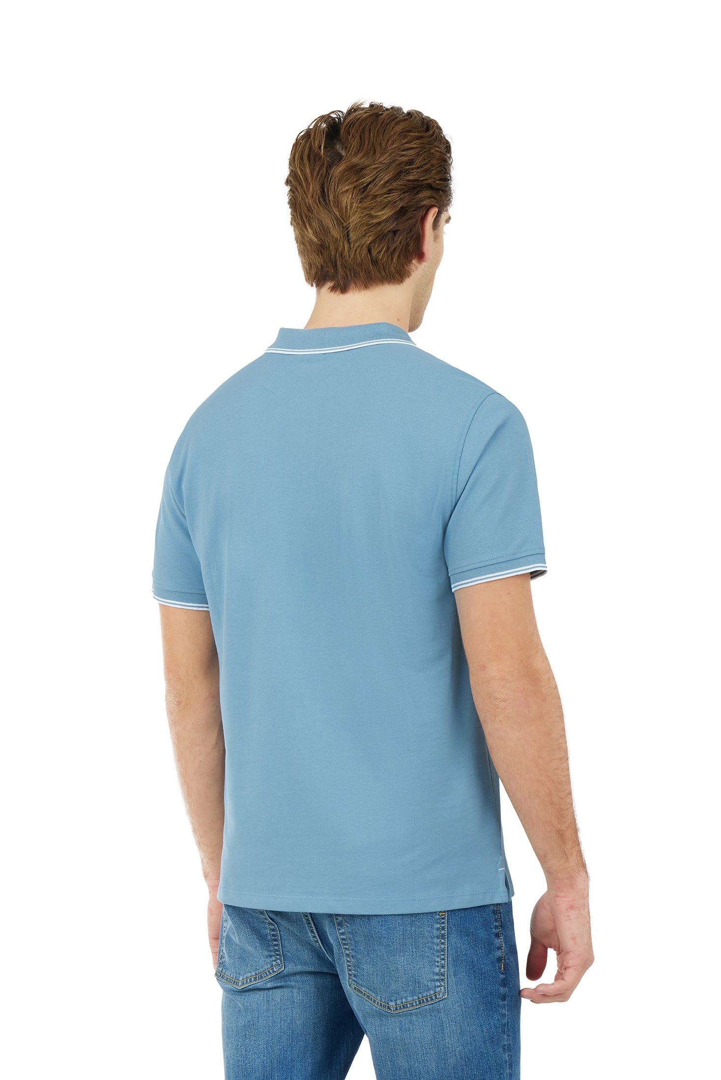 Polo con dettagli a contrasto|Colore:Oceano