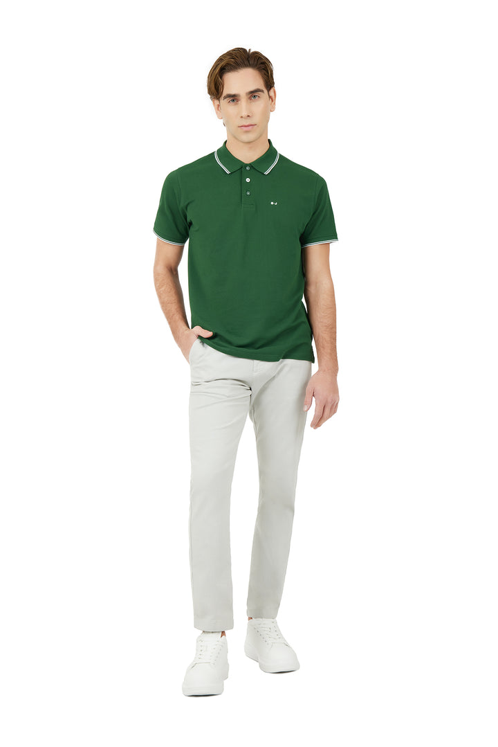 Polo con dettagli a contrasto|Colore:Bosco