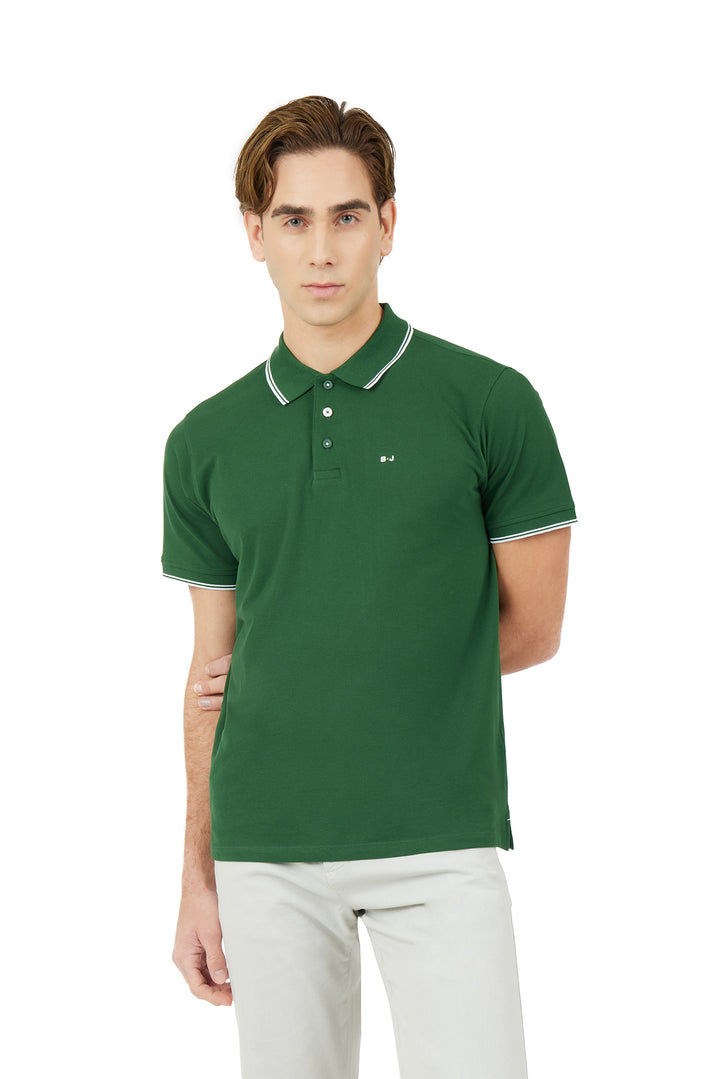 Polo con dettagli a contrasto|Colore:Bosco