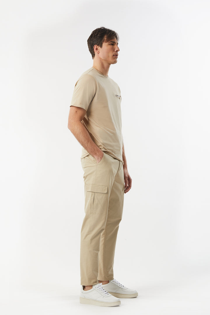 T-shirt con taschino|Colore:Beige