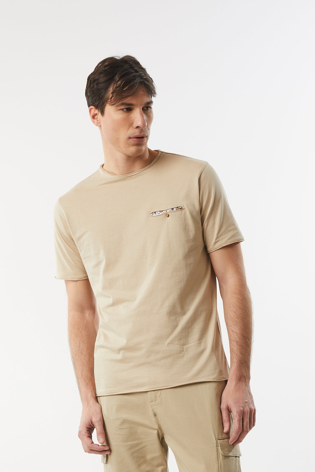 T-shirt con taschino|Colore:Beige