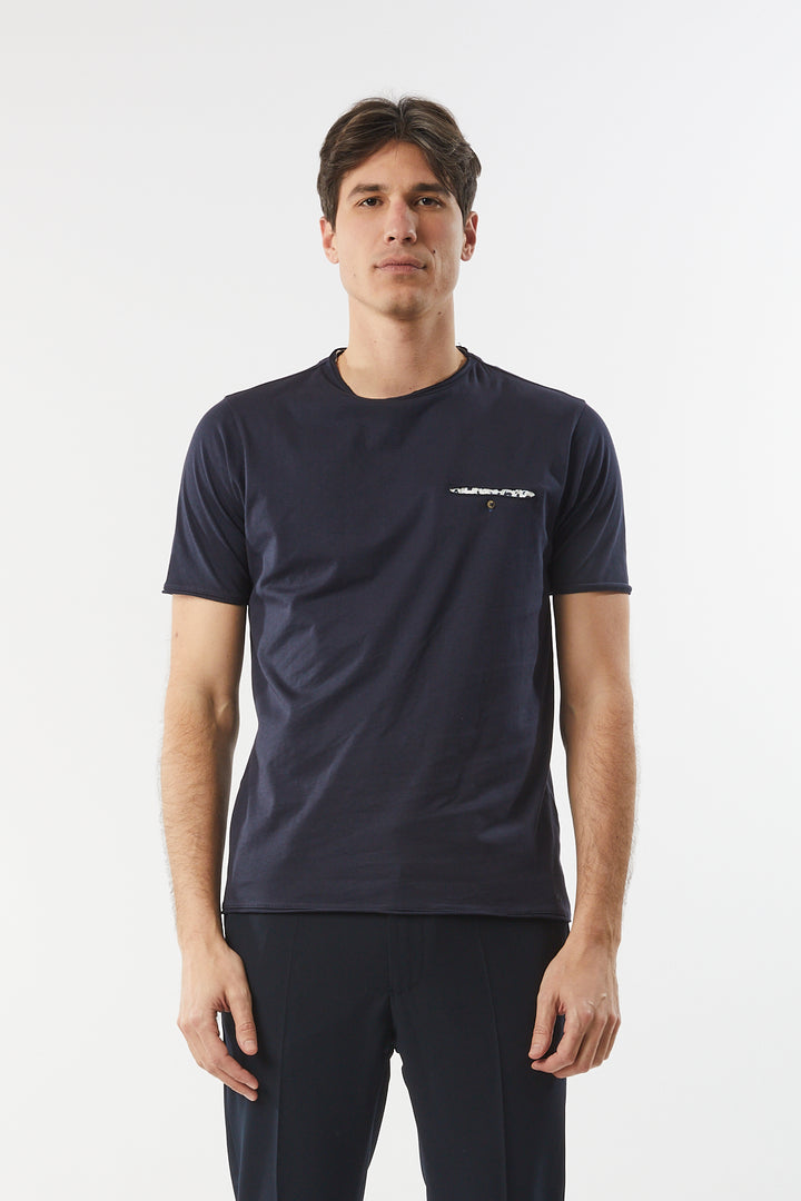 T-shirt con taschino|Colore:Blu/navy