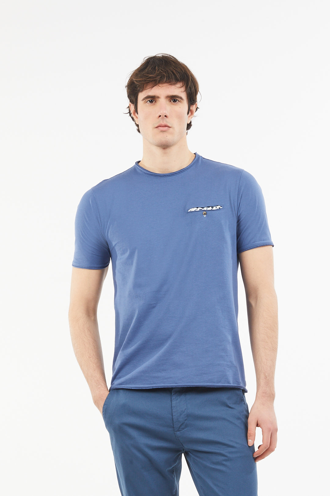 T-shirt con taschino|Colore:Indaco