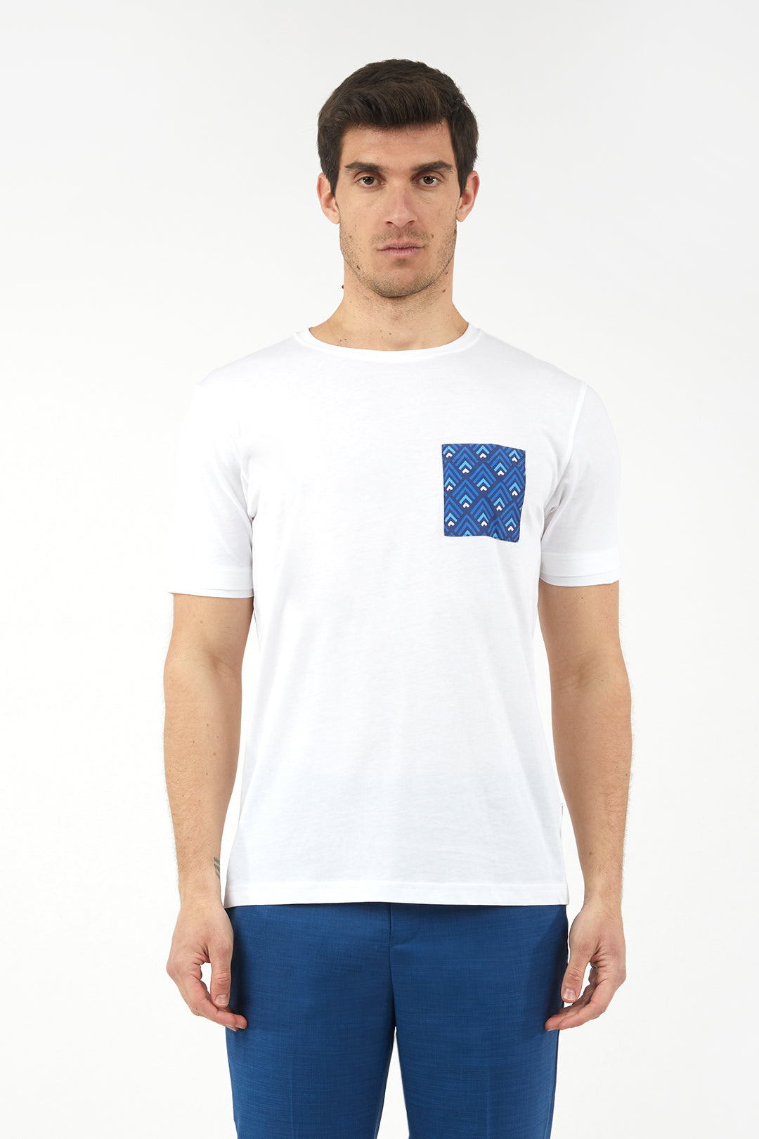 T-shirt con taschino coordinato|Colore:Bianco