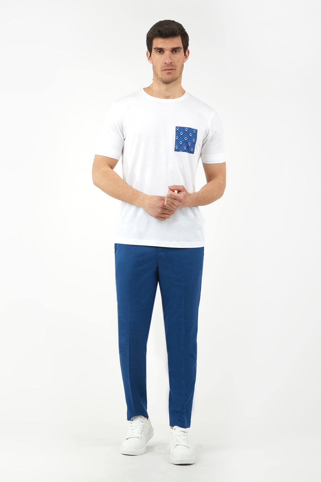 T-shirt con taschino coordinato|Colore:Bianco
