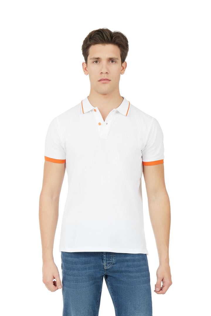 Polo con dettagli fluo|Colore:Bianco
