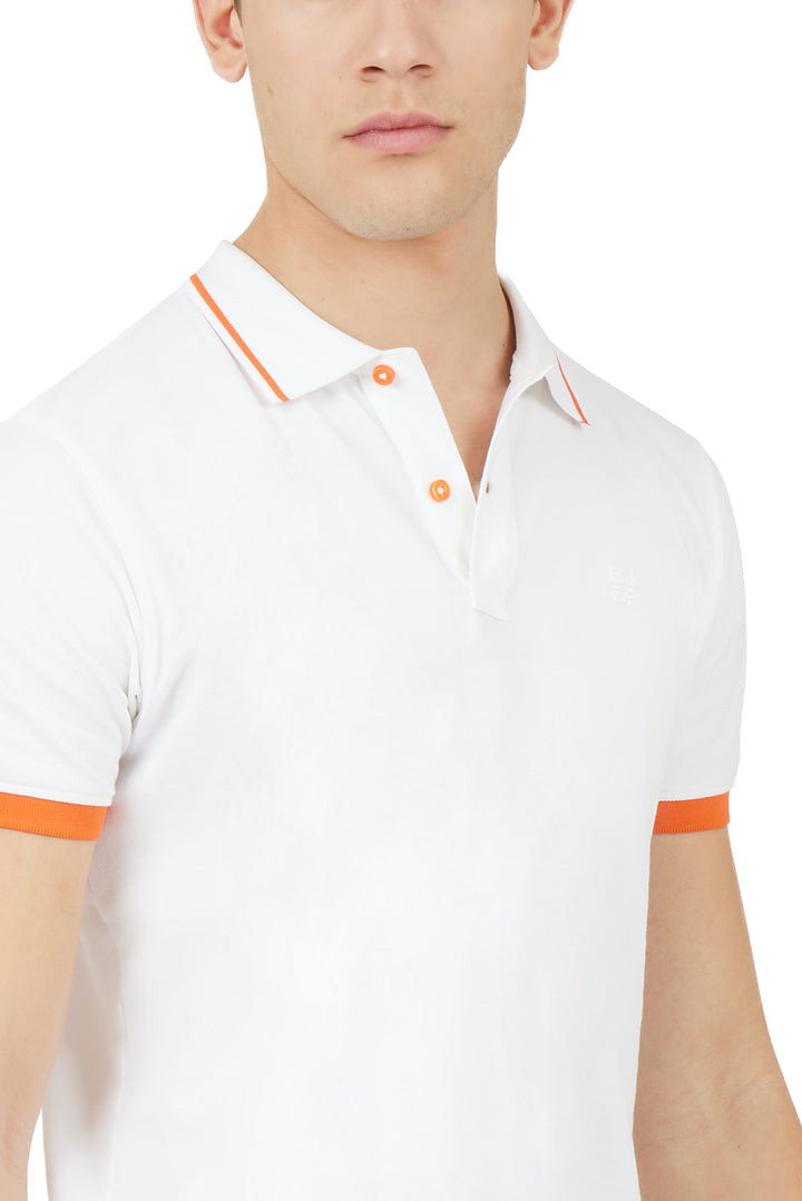 Polo con dettagli fluo|Colore:Bianco