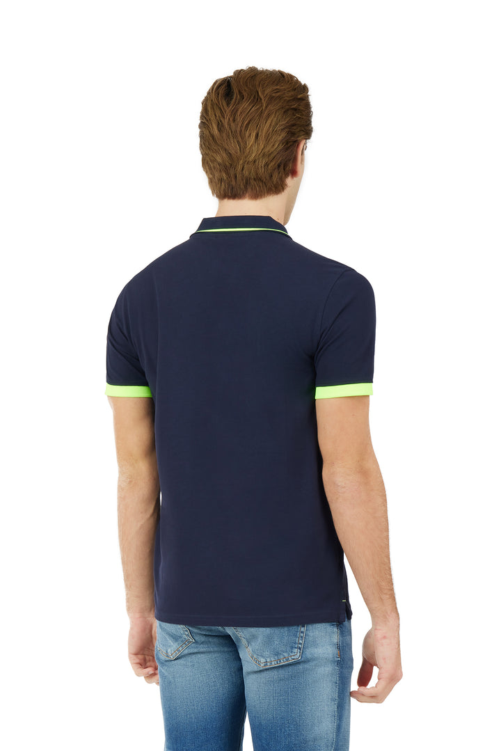 Polo con dettagli fluo|Colore:Blu/navy