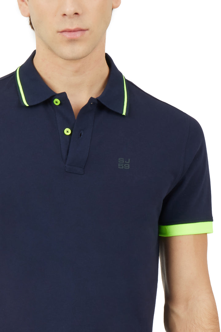 Polo con dettagli fluo|Colore:Blu/navy