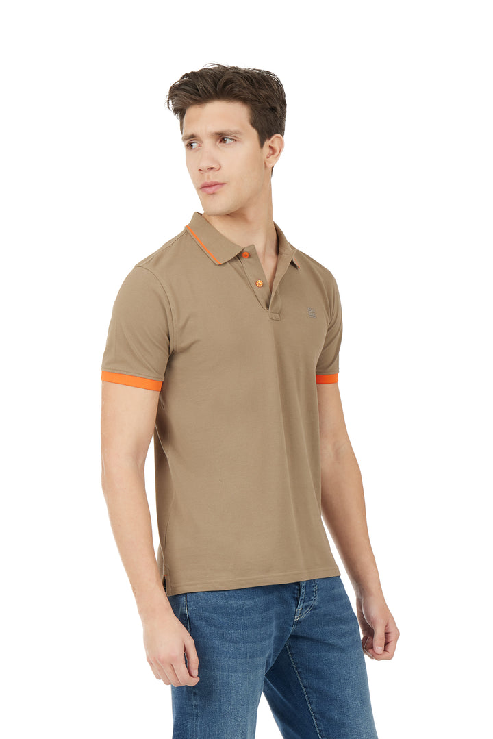 Polo con dettagli fluo|Colore:Fango