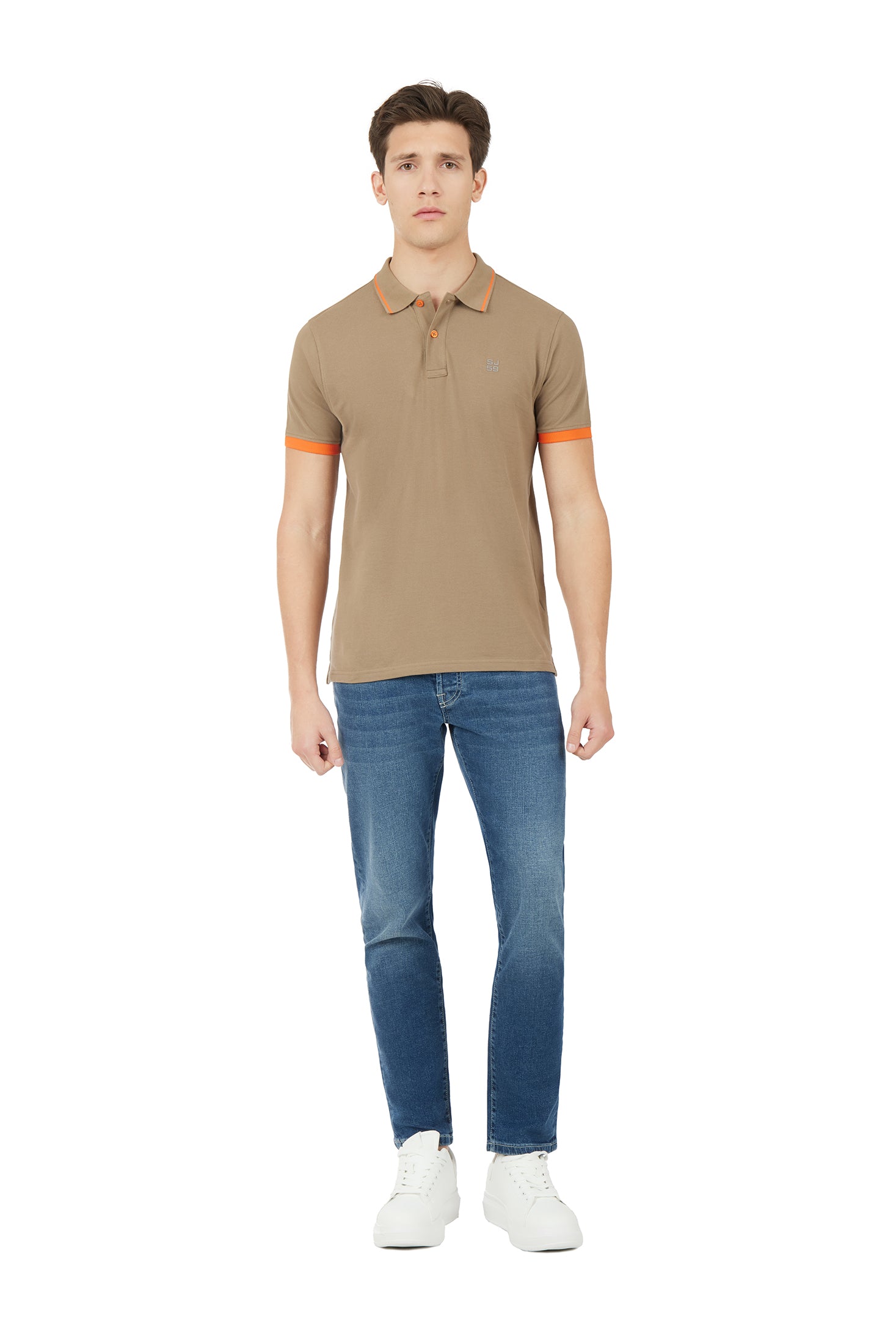 Polo con dettagli fluo|Colore:Fango