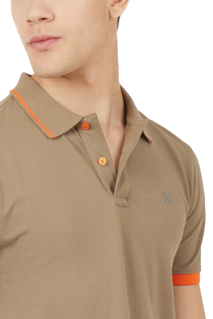 Polo con dettagli fluo|Colore:Fango
