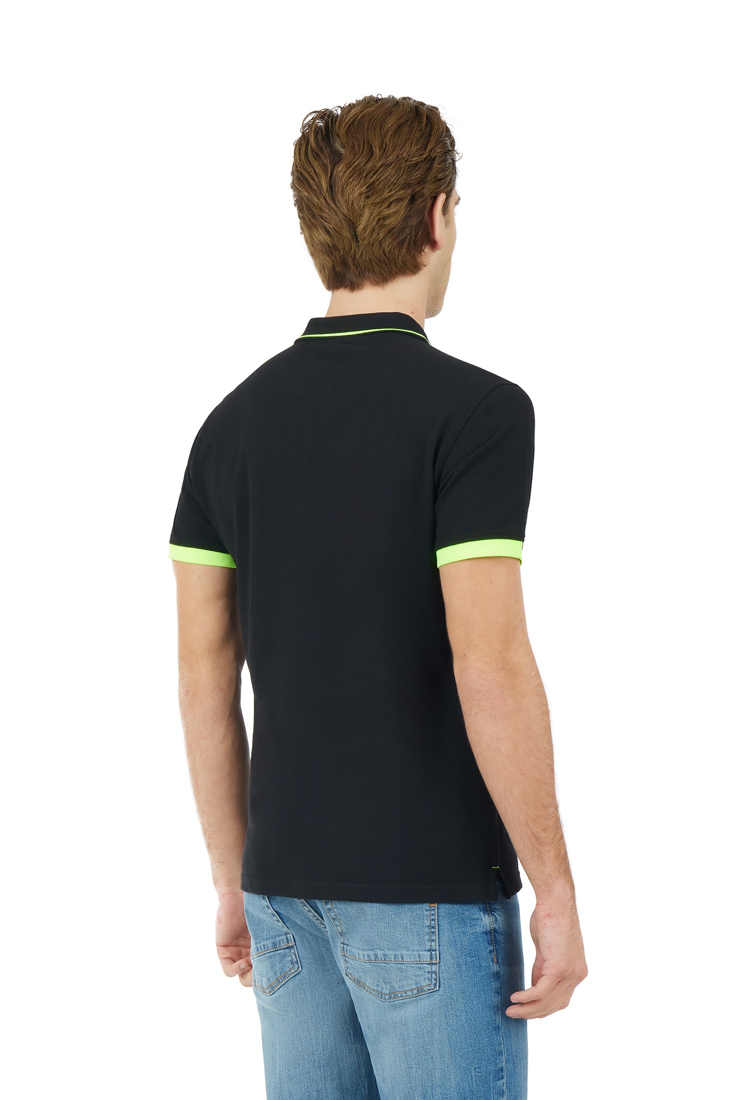 Polo con dettagli fluo|Colore:Nero