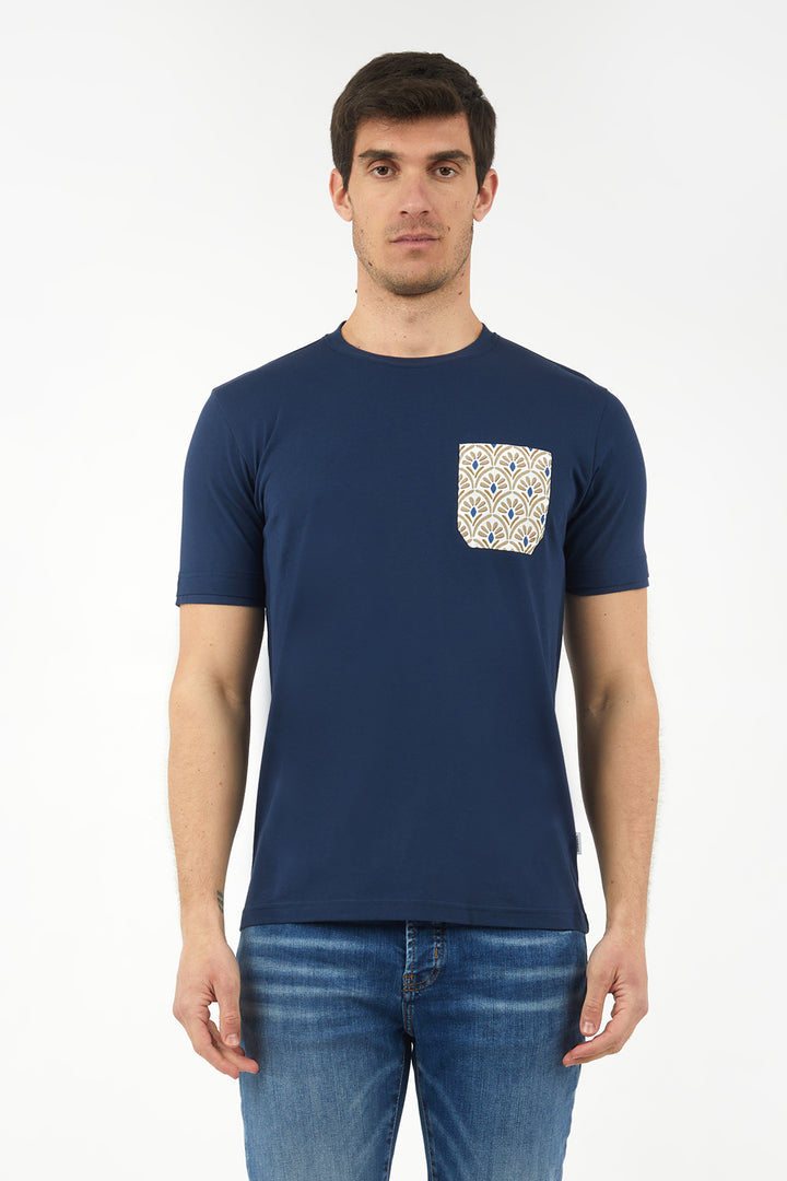 T-shirt con taschino coordinato|Colore:Blu