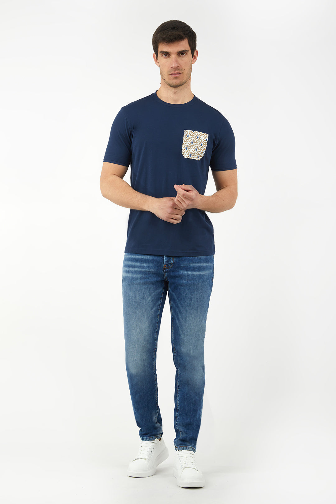 T-shirt con taschino coordinato|Colore:Blu