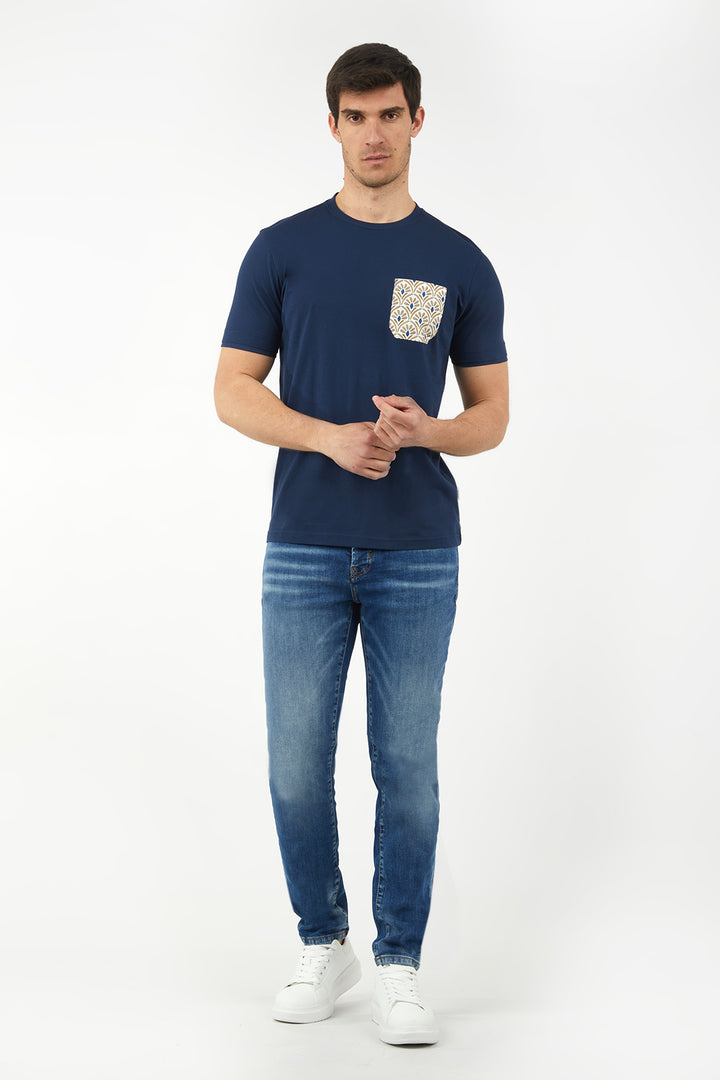 T-shirt con taschino coordinato|Colore:Blu