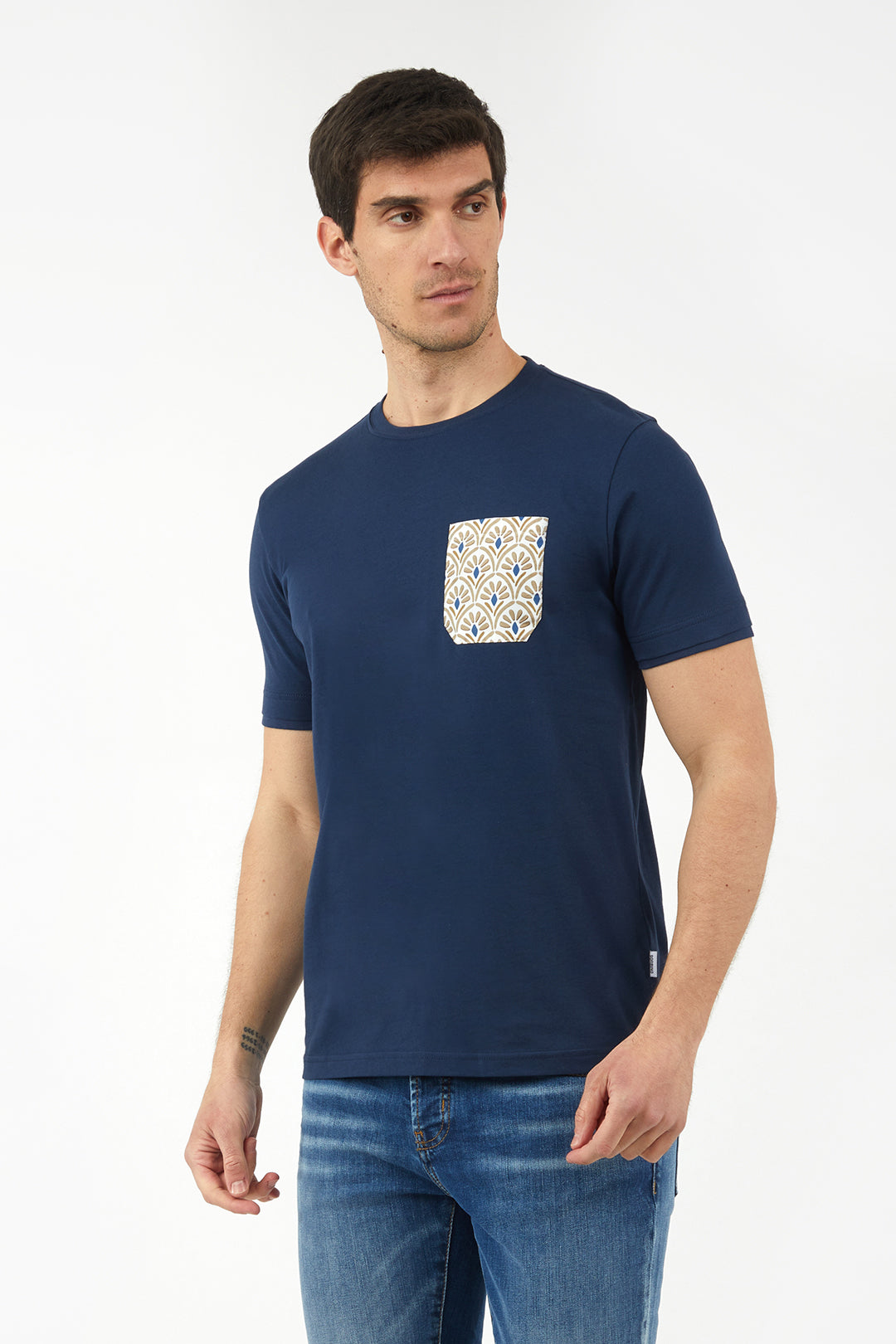 T-shirt con taschino coordinato|Colore:Blu