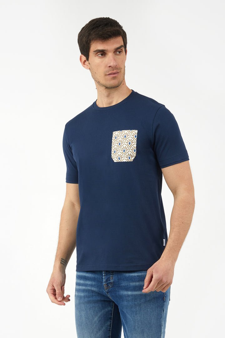 T-shirt con taschino coordinato|Colore:Blu