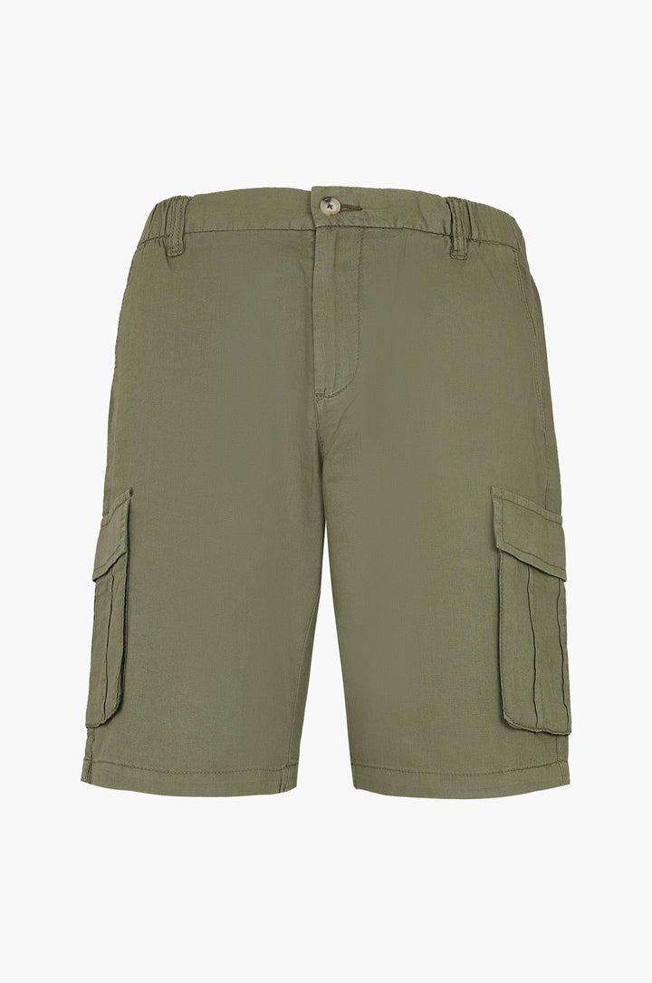 Bermuda cargo misto lino |Colore:Verde militare