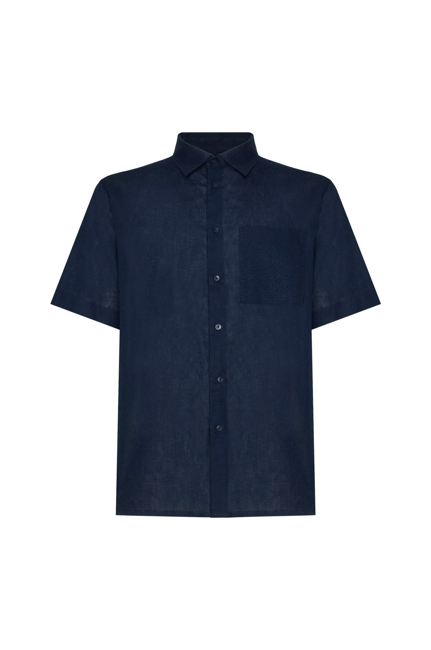 Camicia bowling misto lino con taschino|Colore:Blu