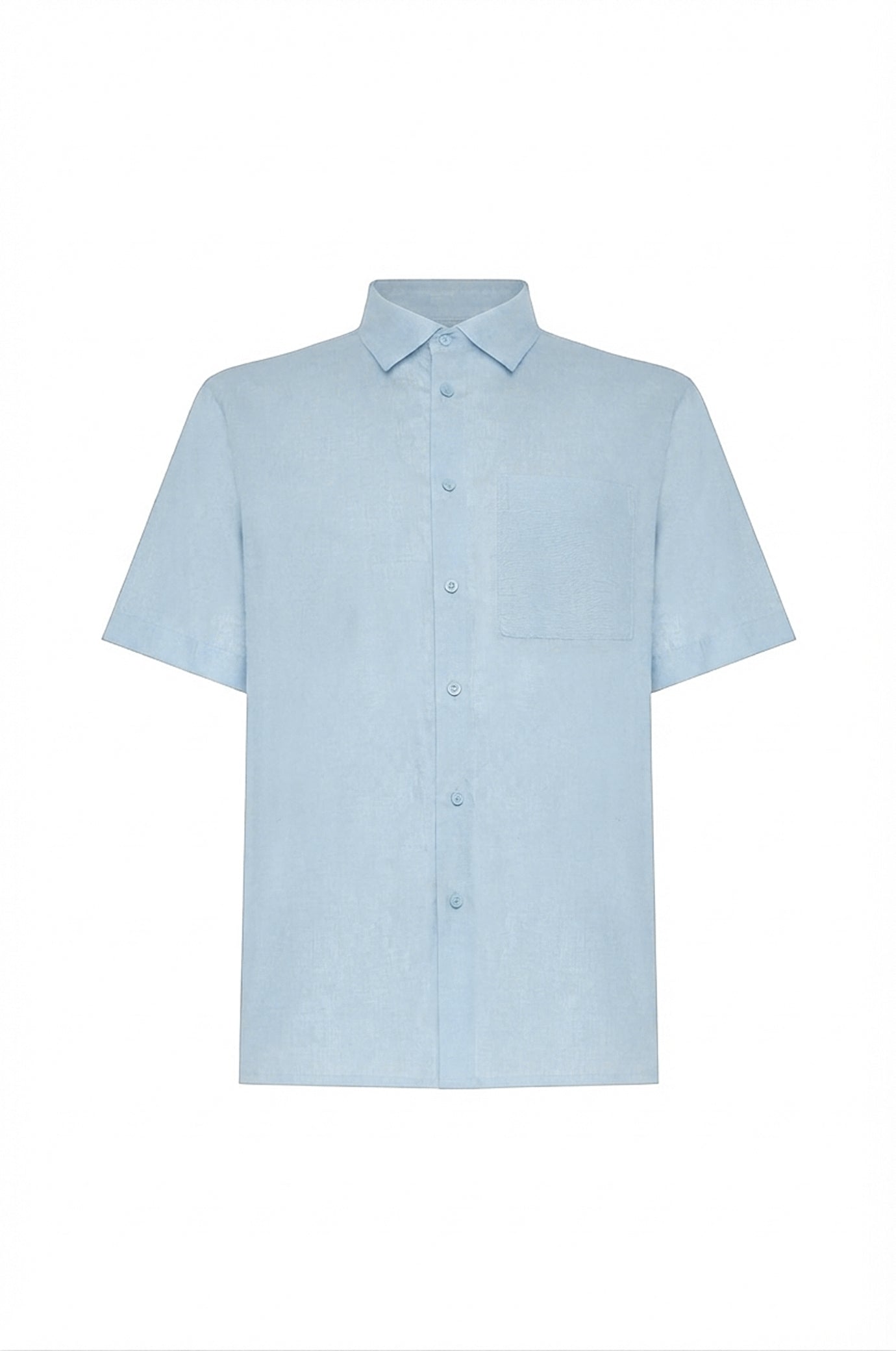 Camicia bowling misto lino con taschino|Colore:Celeste