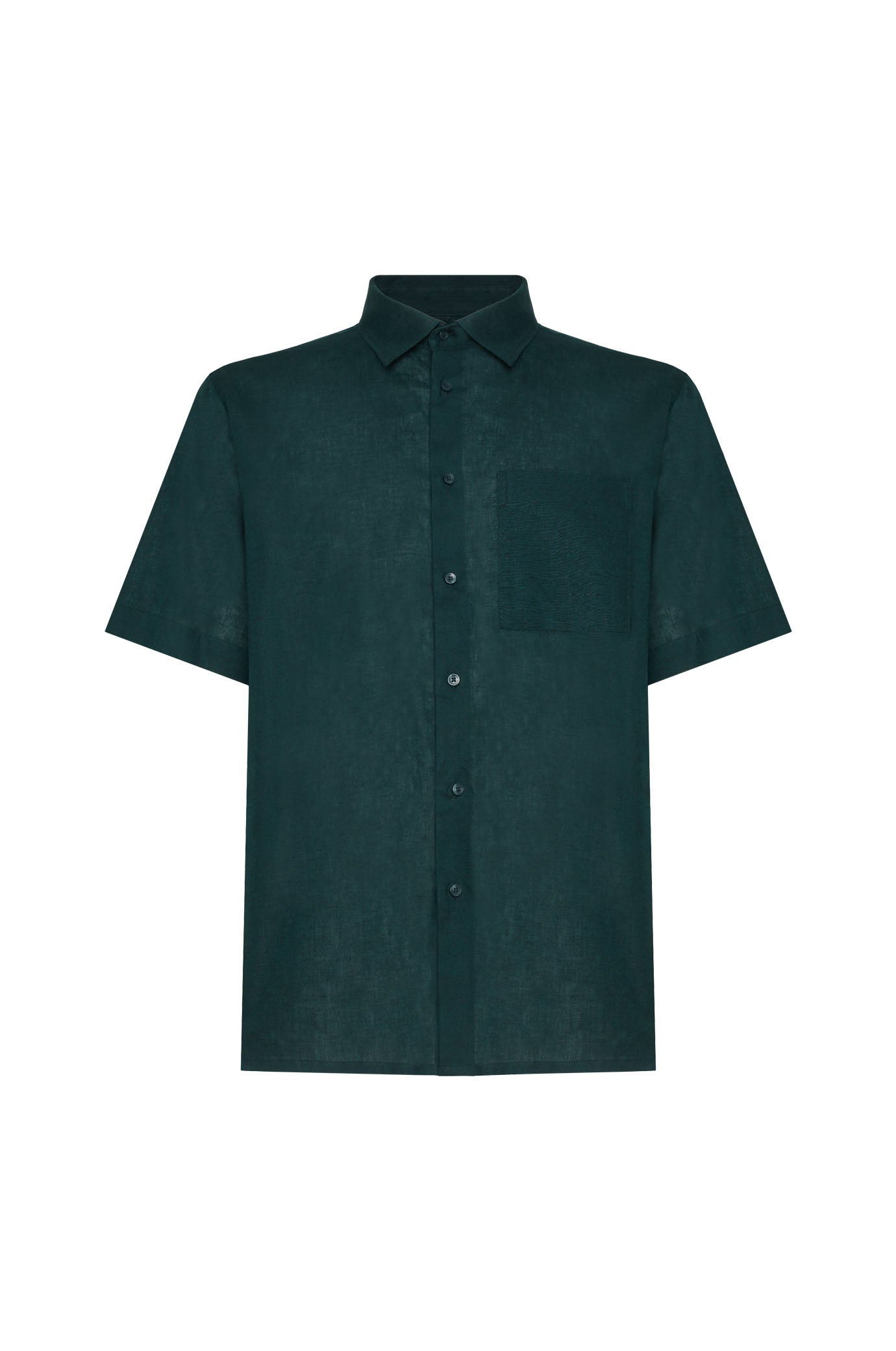 Camicia bowling misto lino con taschino|Colore:Bosco