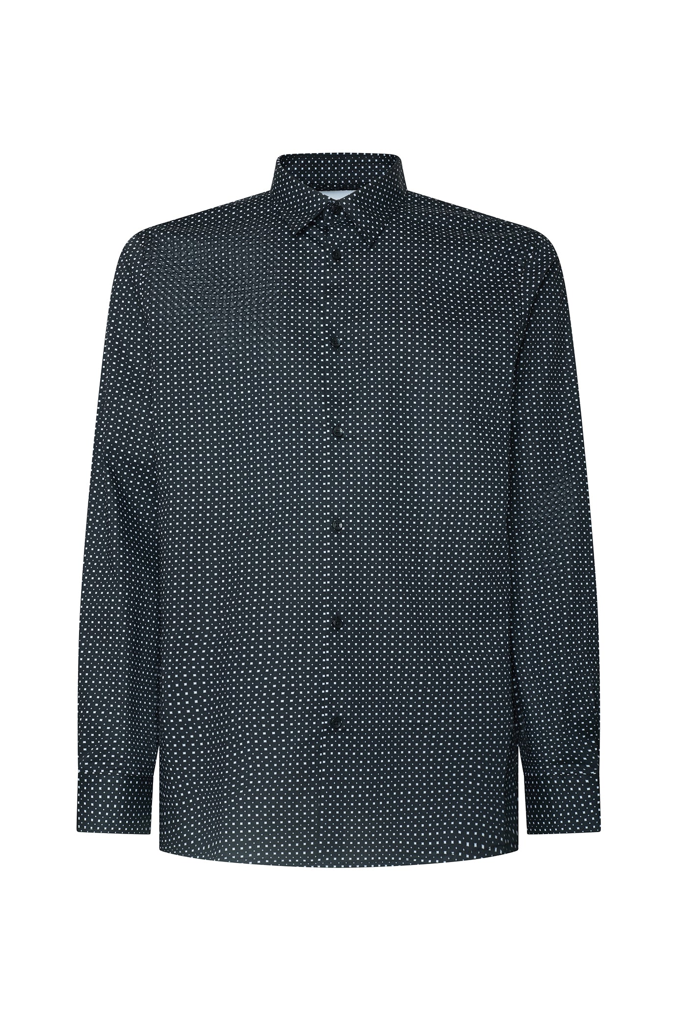 Camicia regular fit microfantasia|Colore:Nero