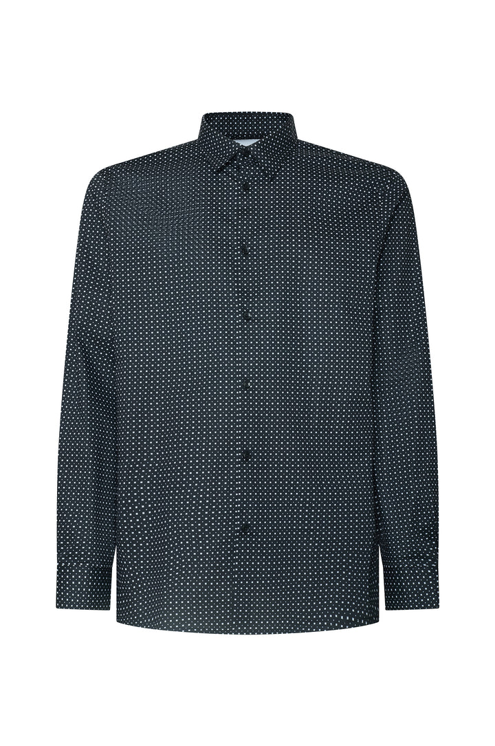 Camicia regular fit microfantasia|Colore:Nero