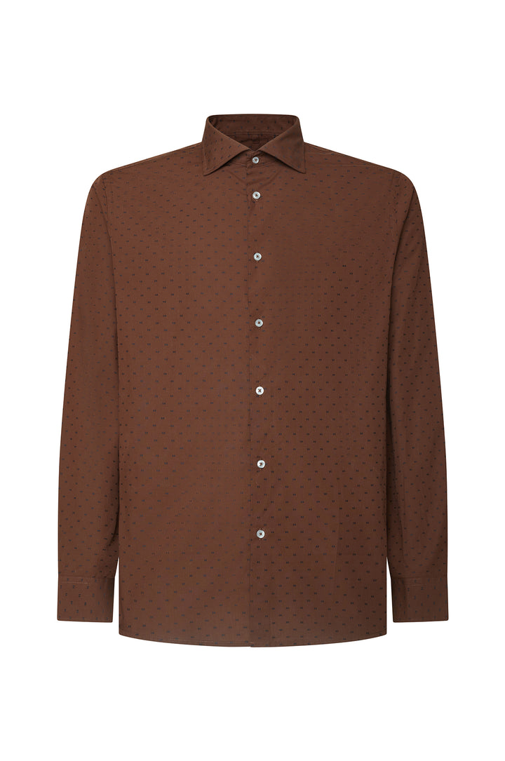 Camicia comfort fit microfantasia|Colore:Moro