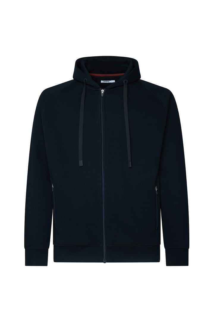 Felpa zip con cappuccio cordinata|Colore:Blu/navy