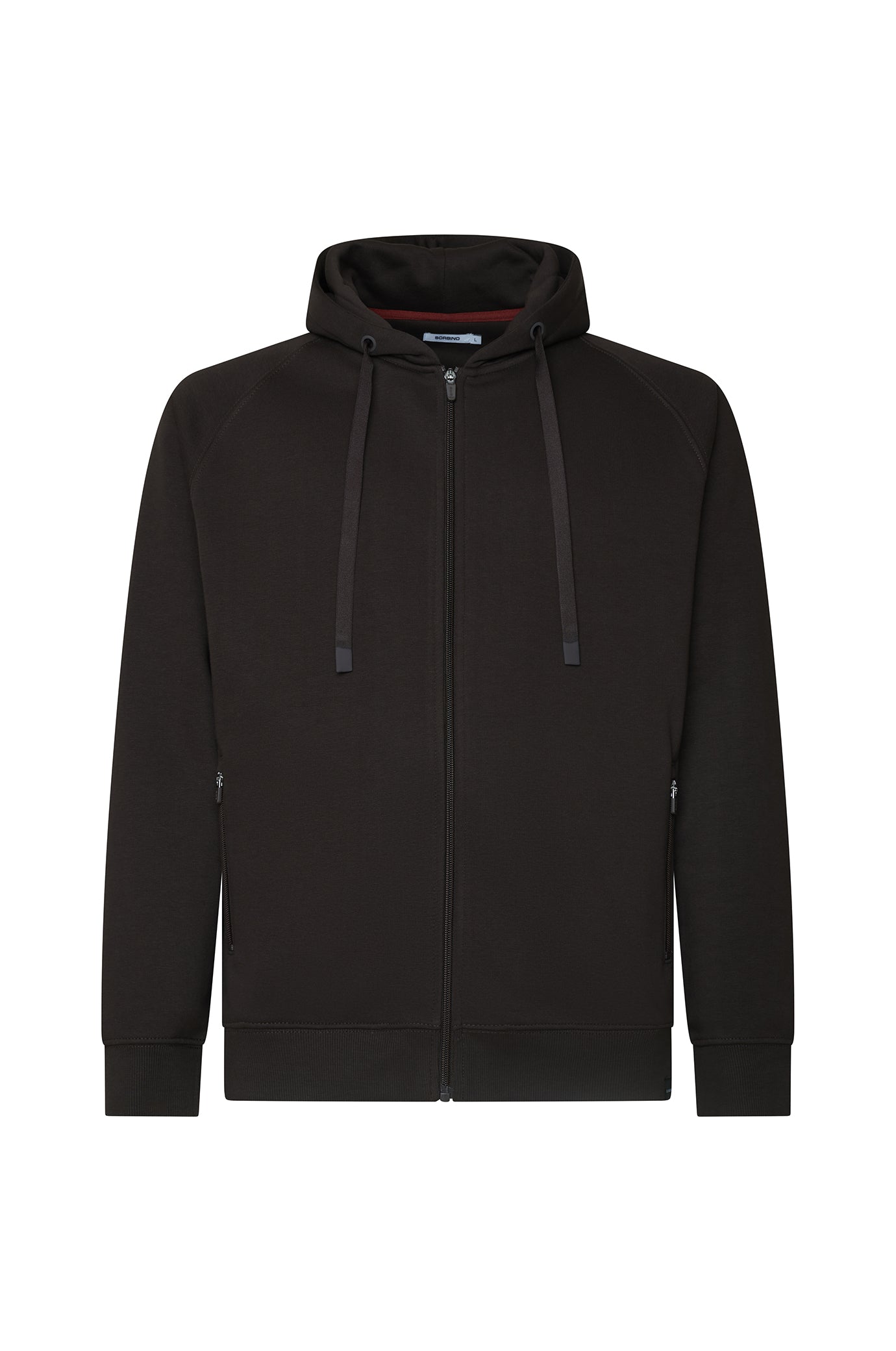Felpa zip con cappuccio cordinata|Colore:Moro