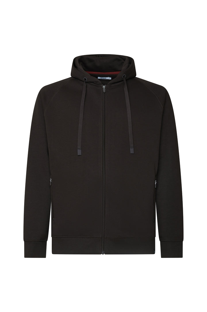 Felpa zip con cappuccio cordinata|Colore:Moro