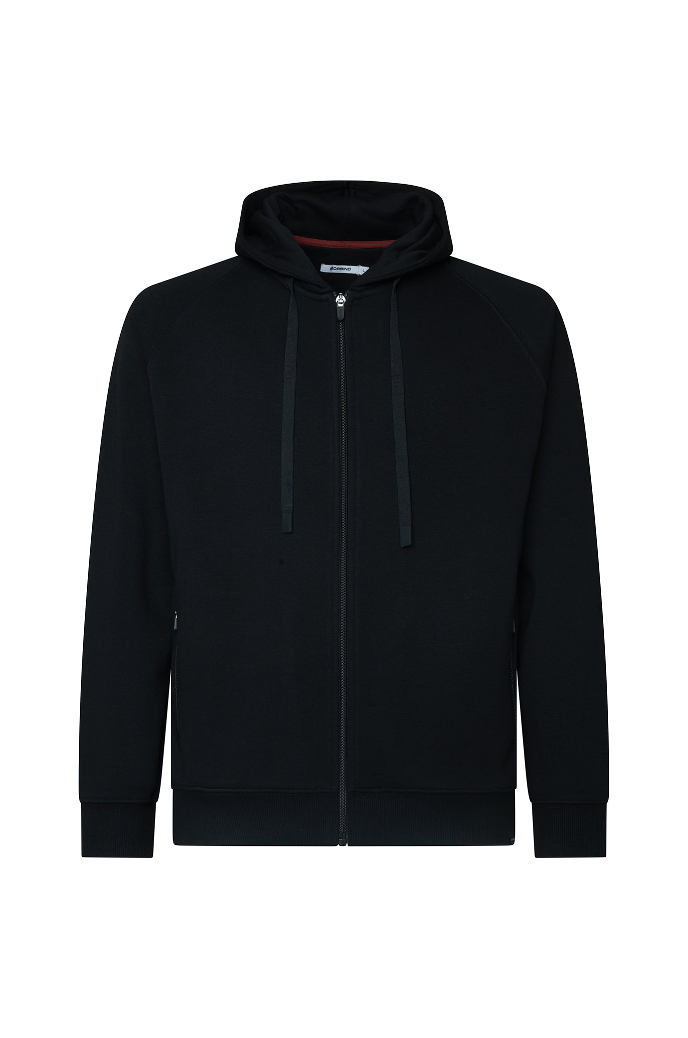Felpa zip con cappuccio cordinata|Colore:Nero