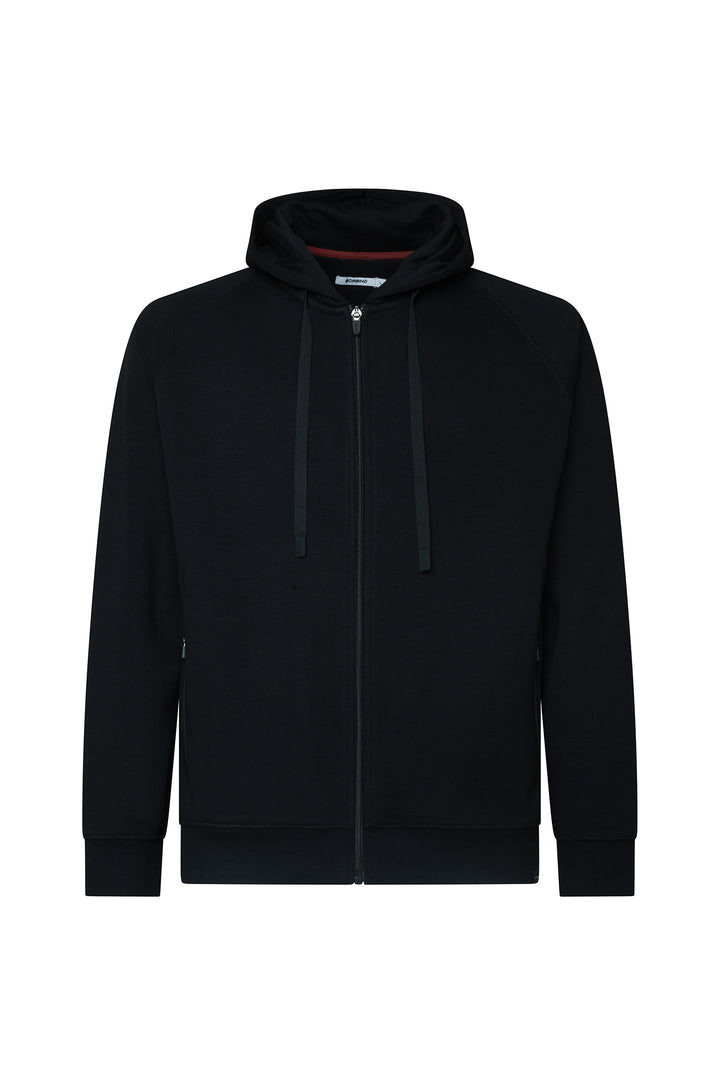 Felpa zip con cappuccio cordinata|Colore:Nero