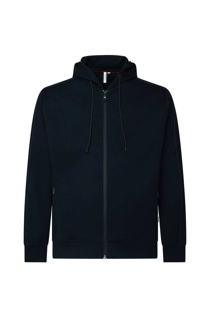 Felpa zip con cappuccio con bande laterali|Colore:Blu/navy
