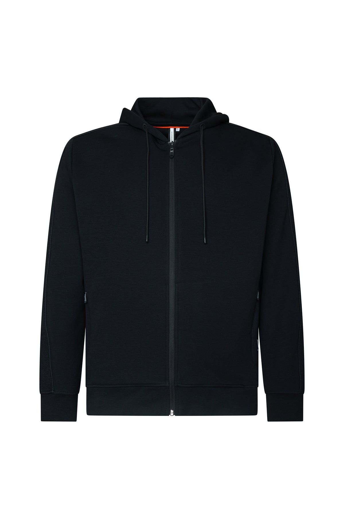 Felpa zip con cappuccio con bande laterali|Colore:Nero