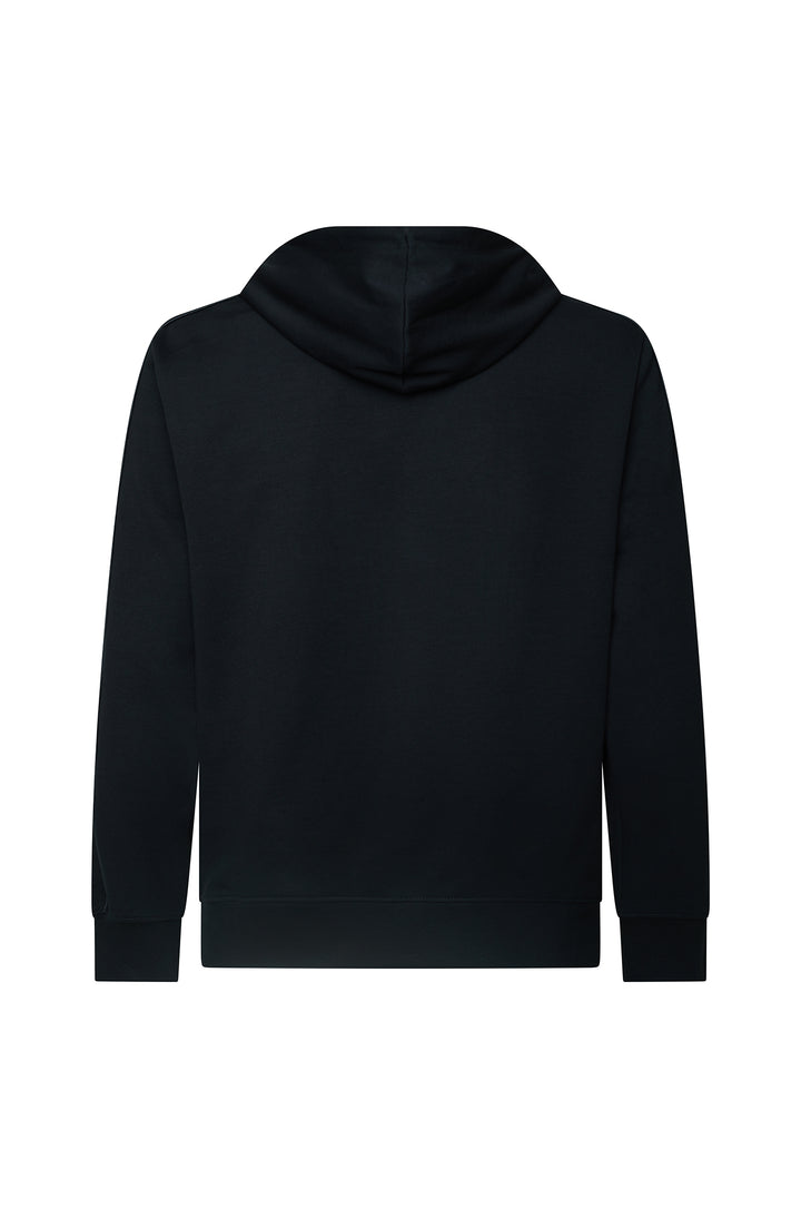 Felpa zip con cappuccio con bande laterali|Colore:Nero