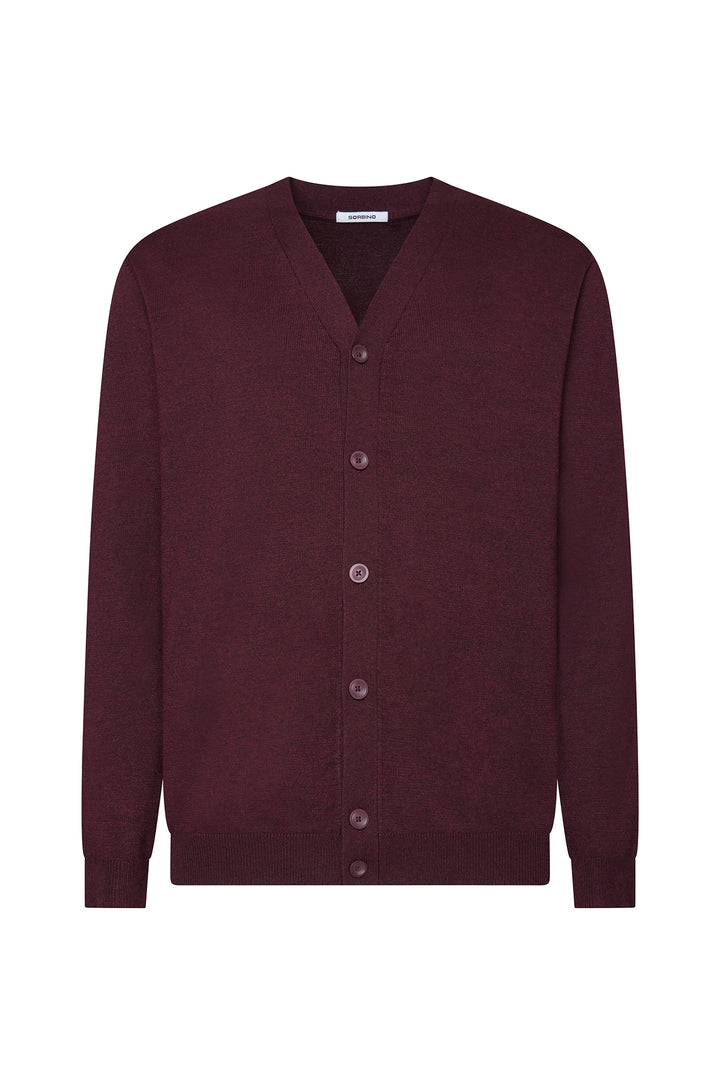 Cardigan con bottoni basic|Colore:Bordo'-melange