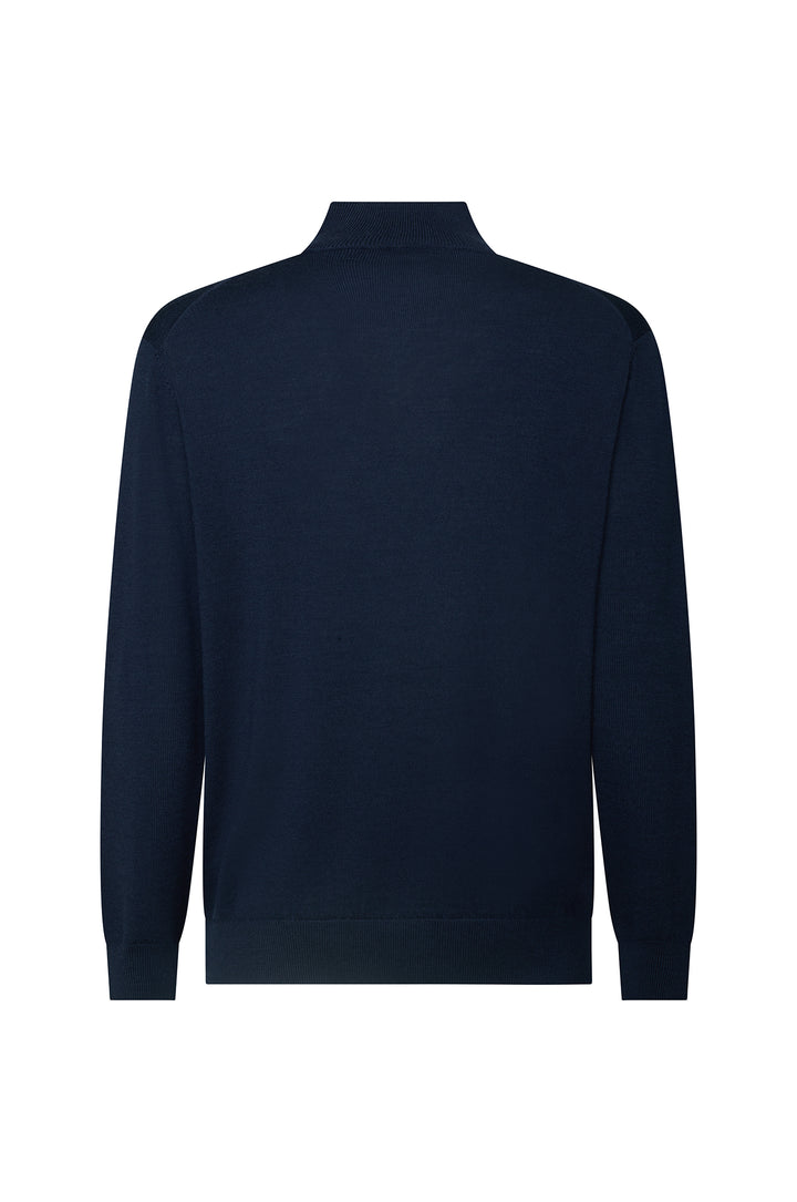 Pullover lupetto 100% Lana Merinos|Colore:Blu/navy