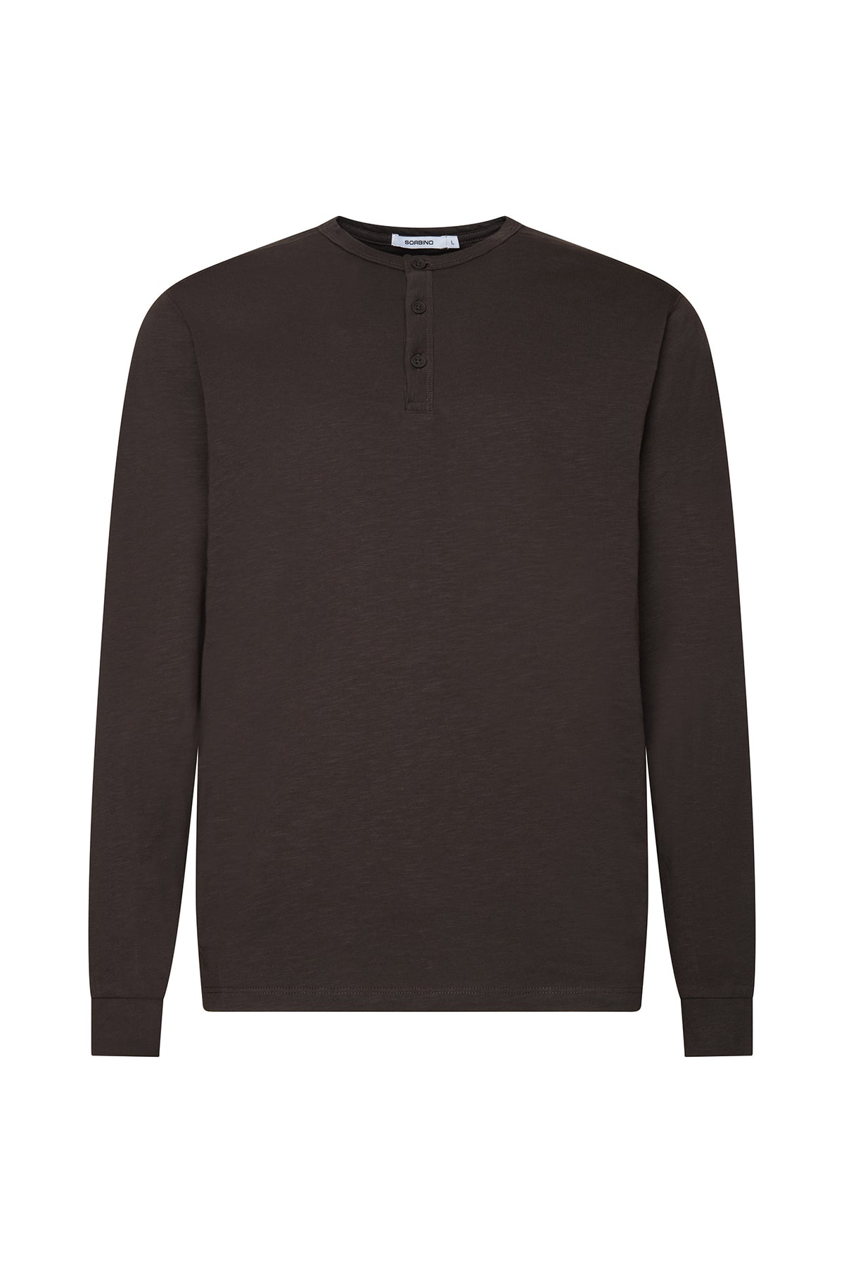 T-shirt serafino a manica lunga|Colore:Moro