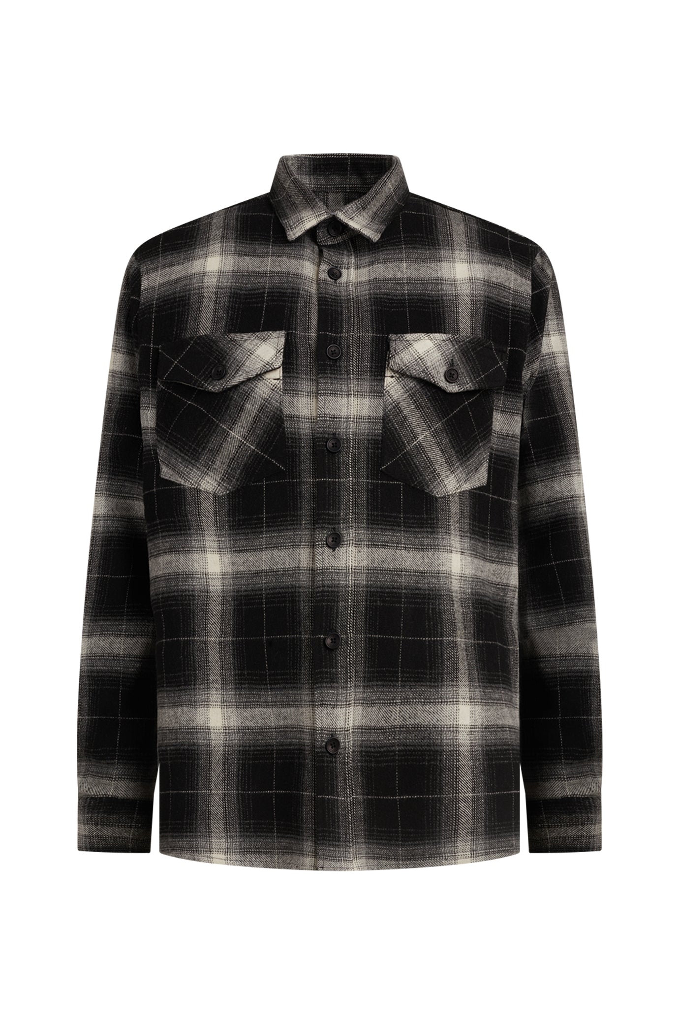 Overshirt comfort fit doppia tasca a quadri|Colore:Nero