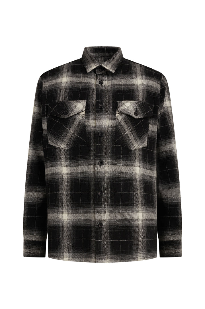 Overshirt comfort fit doppia tasca a quadri|Colore:Nero